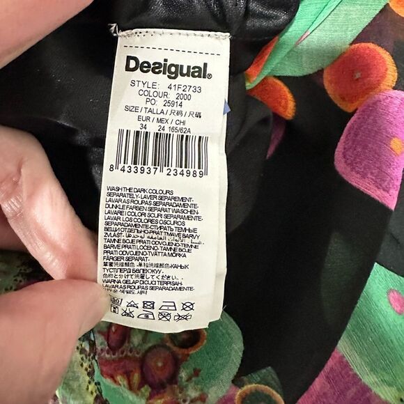 Desigual Viky Sheer Geometric Maxi Skirt 0 New with tags Retro Dopamine - Picture 9 of 9